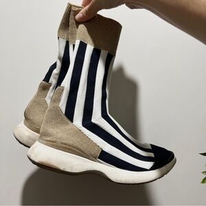 Acne Studios black white stripe sock sneakers